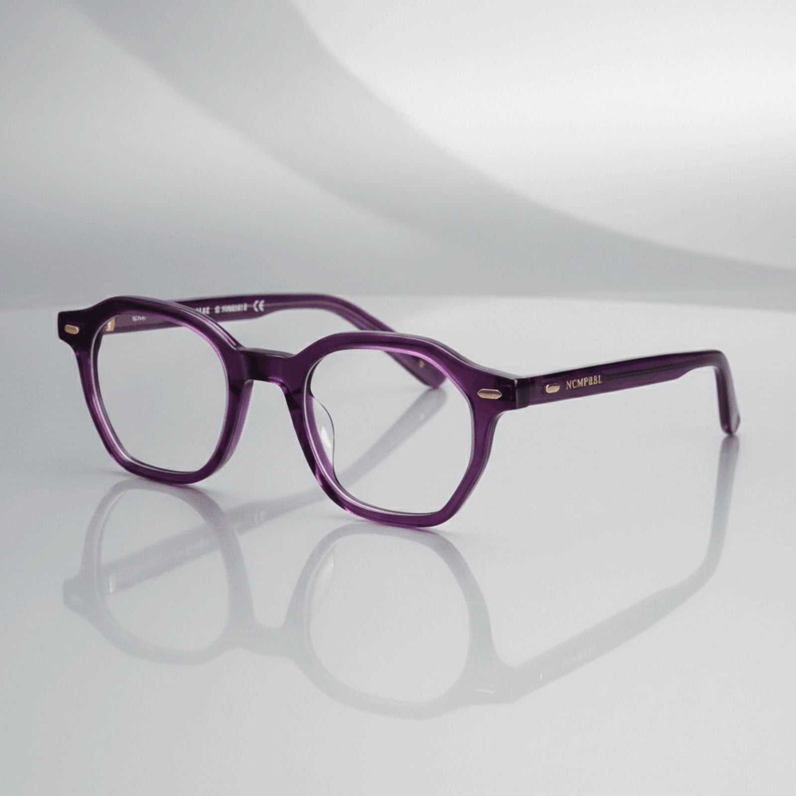 NCMPRBL Haze 46mm Geometric Eyeglasses, Smoked Violet