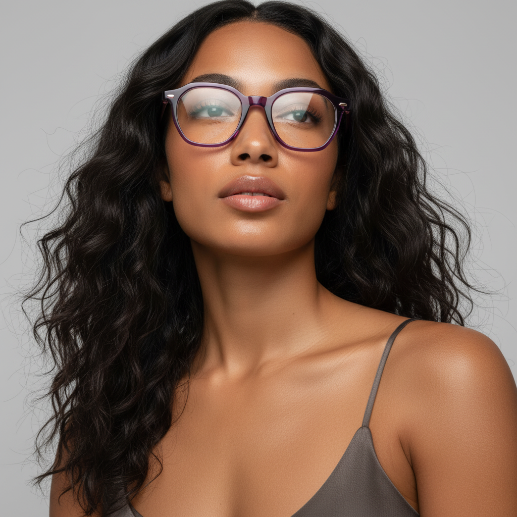 Haze 46mm Geometric Eyeglasses - Smoked Violet - NCMPRBL