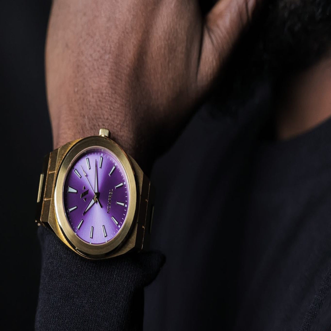 Elevate Link Peri 42MM Unisex Watch In Yellow Gold/Purple - NCMPRBL