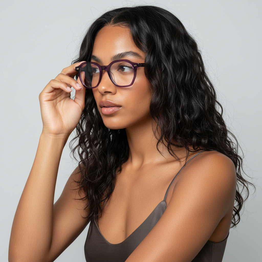 Haze 46mm Geometric Eyeglasses - Smoked Violet - NCMPRBL