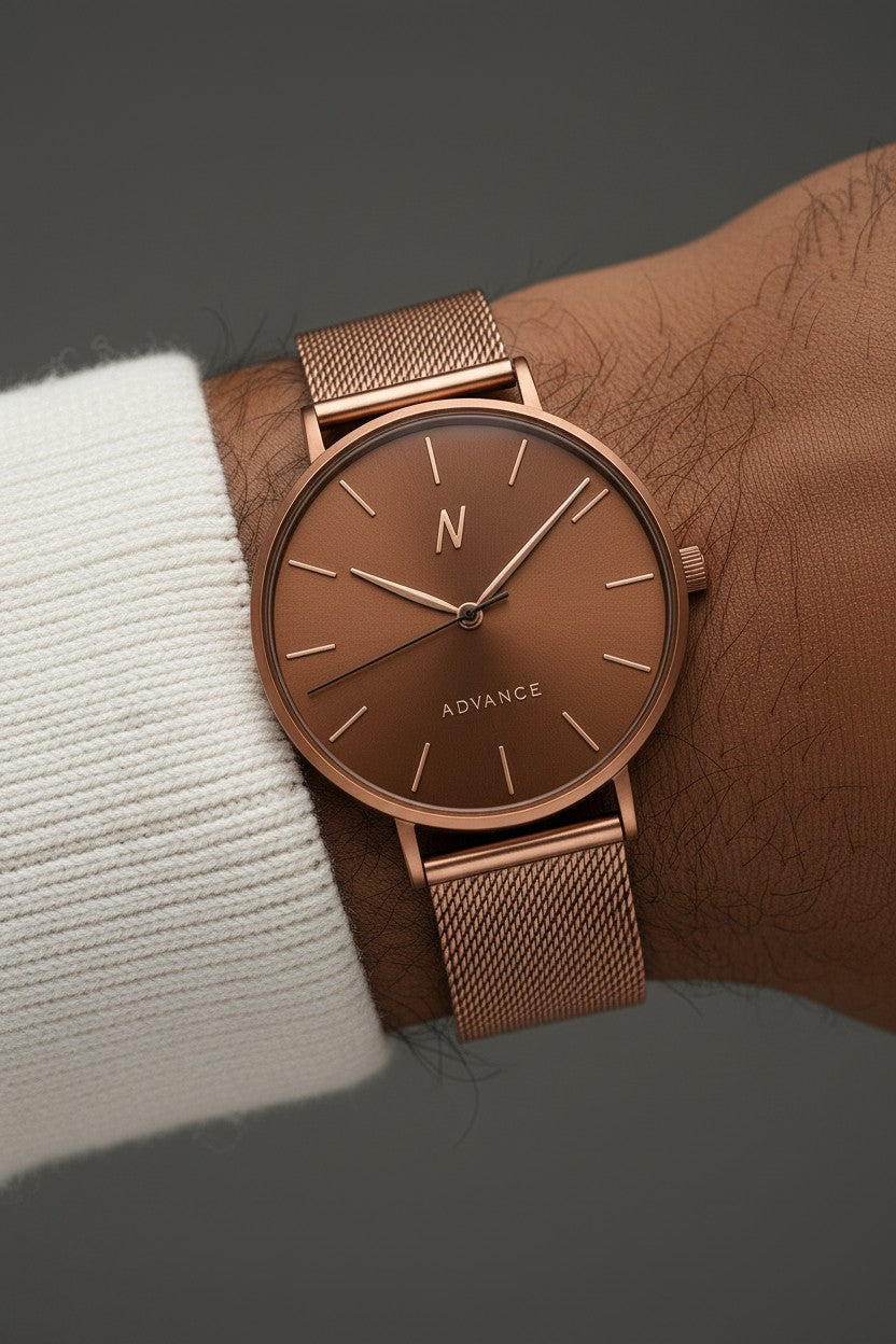 Advance Cocoa Quartz Movement Watch, 36MM - NCMPRBL