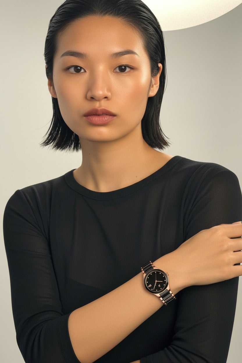 Petite Link Miracle Quartz Movement Ceramic Bracelet Watch, 34MM - NCMPRBL