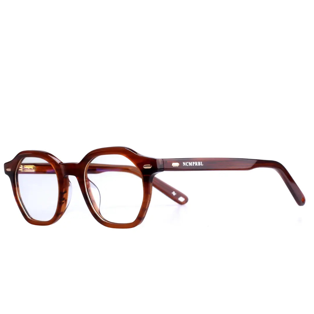 Clarity Oakwood Large Frame Eyeglasses In Orange Sandalwood - NCMPRBL