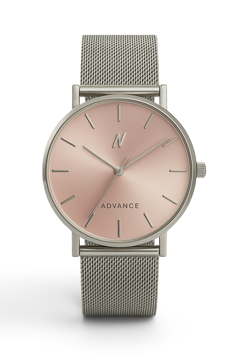 Advance Blush 36MM Womens Mesh Watch In Silver/Pink - NCMPRBL