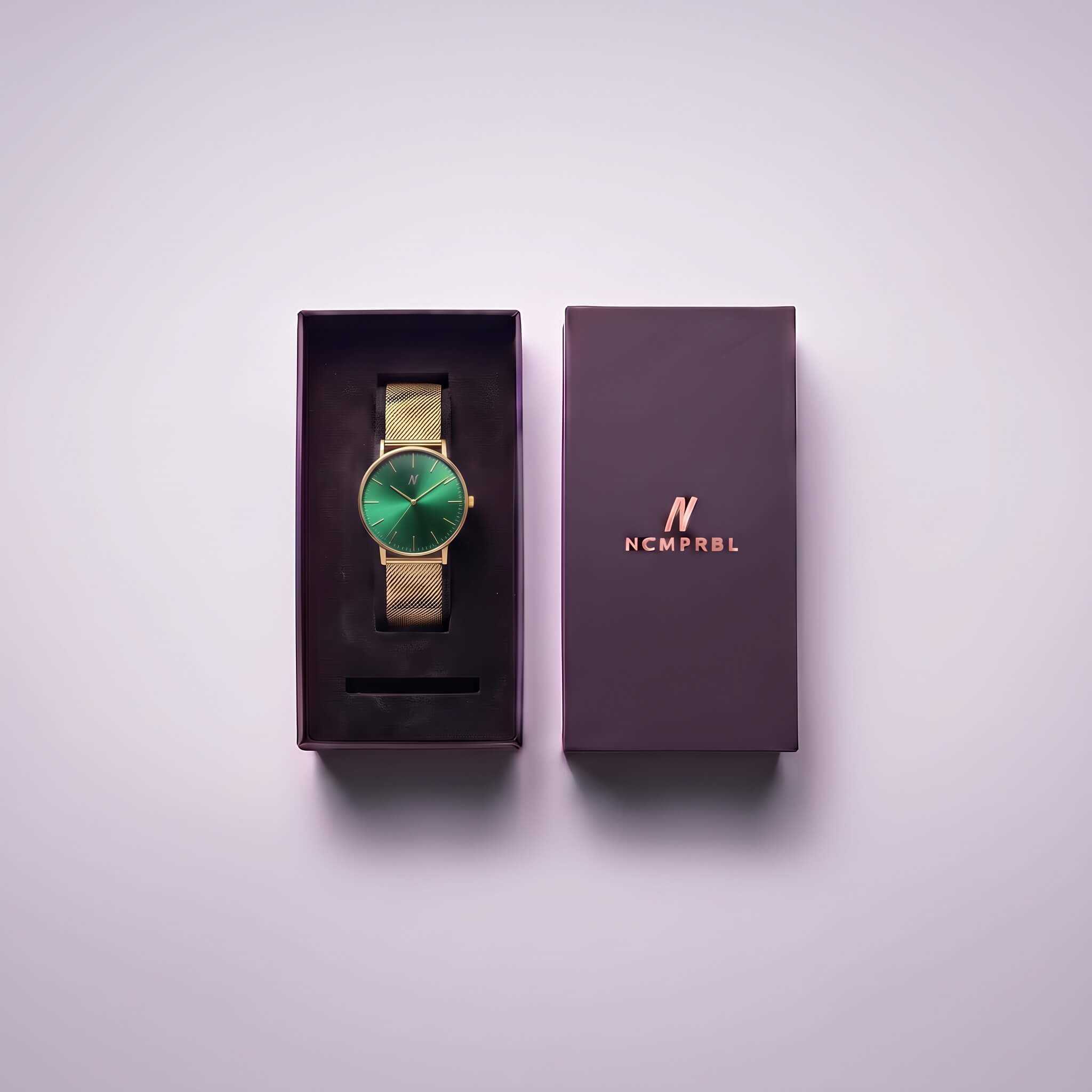 NCMPRBL Advance Mineral Green Gold Mesh Watch, 40MM Quartz