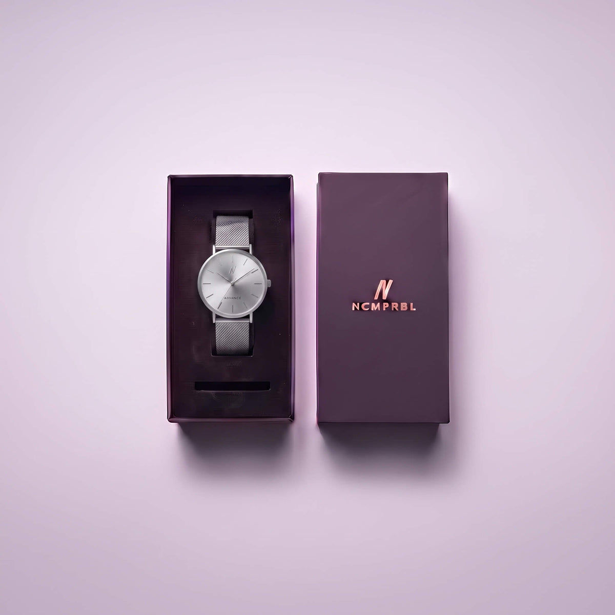 NCMPRBL Advance Hushed Silver Quartz 36MM Mesh Watch