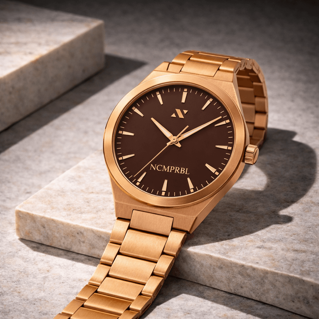 Elevate Link Mocha Swiss Quartz Watch, 42mm