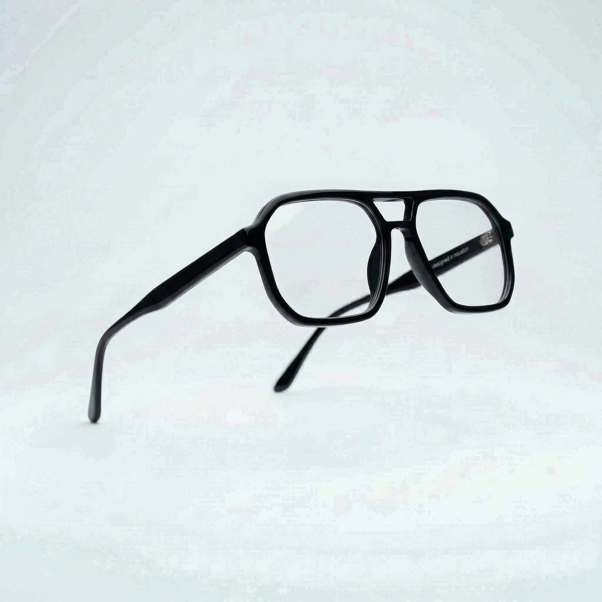 Pure Onyx Flat Top 53mm Eyeglasses In Obsidian Black
