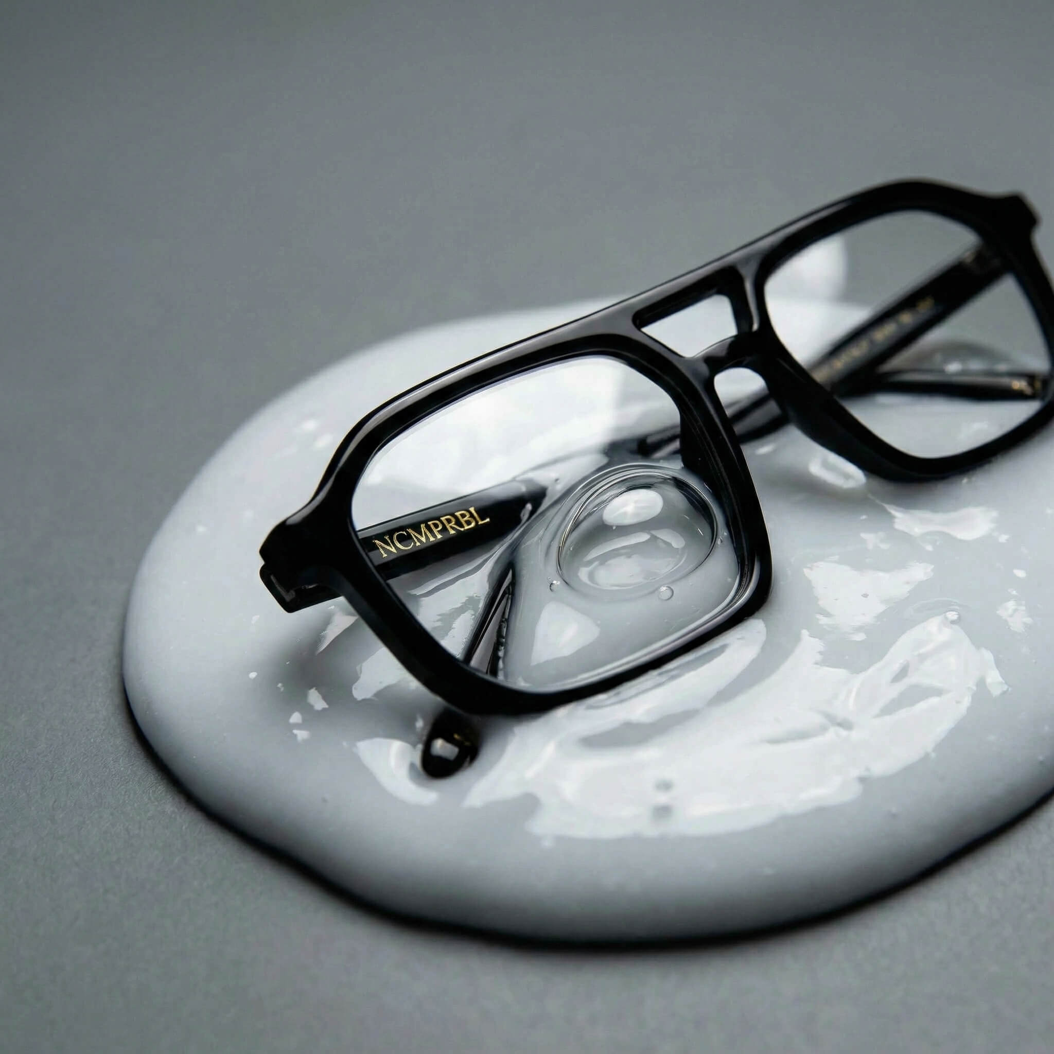 Pure Onyx Flat Top 53mm Eyeglasses In Obsidian Black