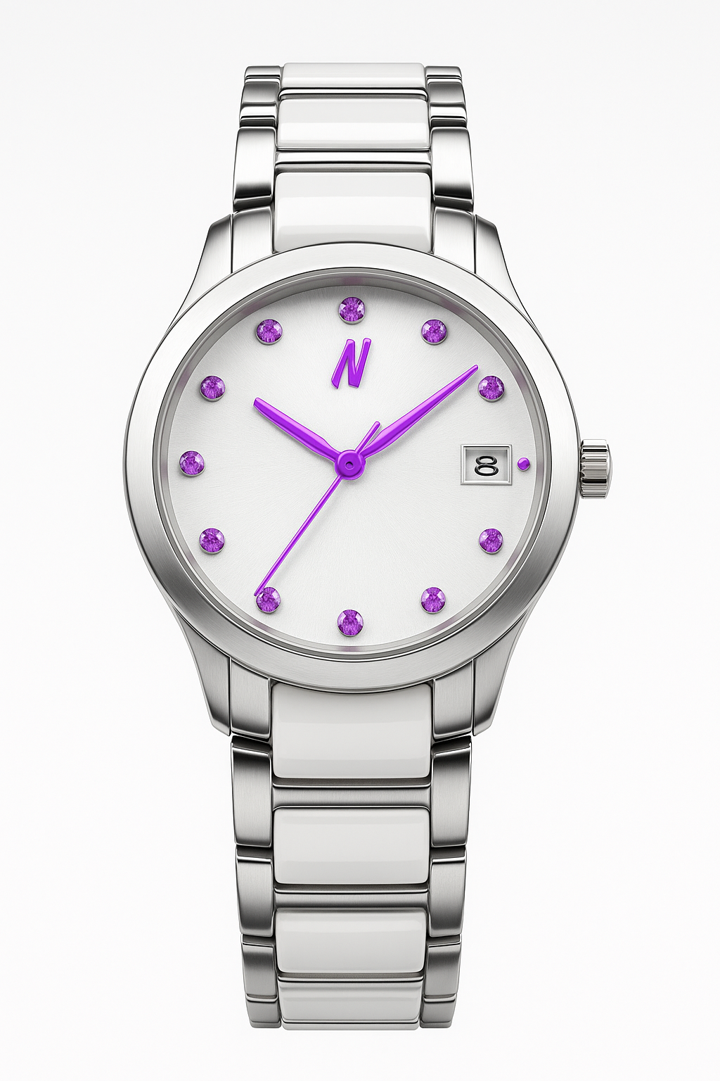ncmprbl petite link purple reign 34mm womens ceramic watch