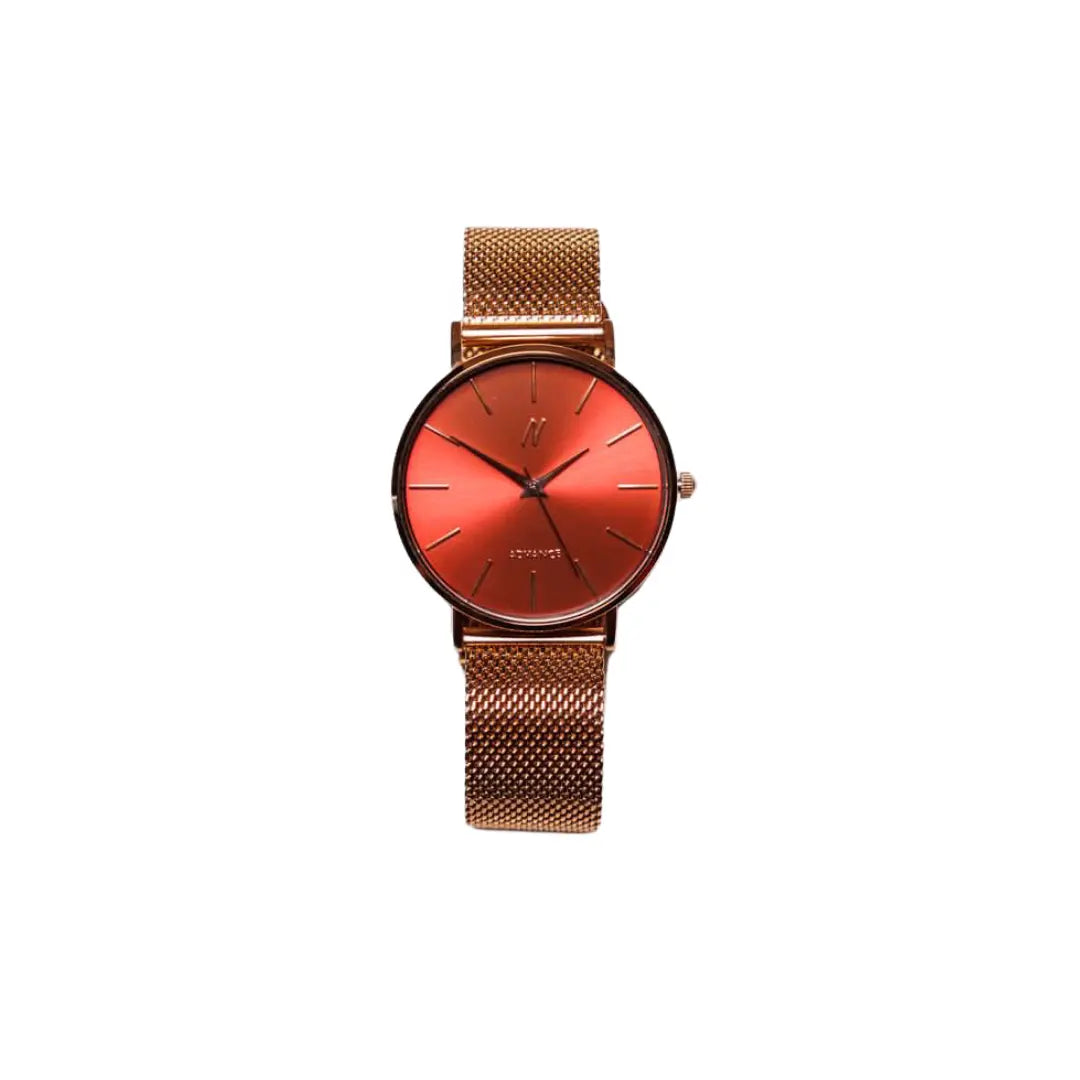 10-Style-Tips-How-To-Advance-His-Look-With-Advance-XO-36MM-Rose-Gold-Unisex-Mesh-Watch NCMPRBL