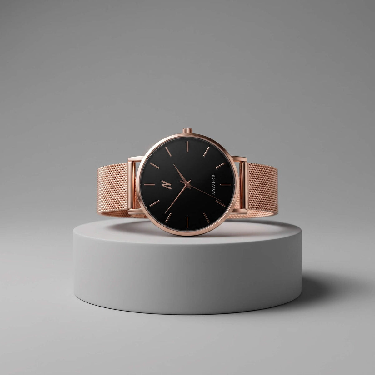NCMPRBL Advance CRWN 36MM Rose Gold Mesh Quartz Watch