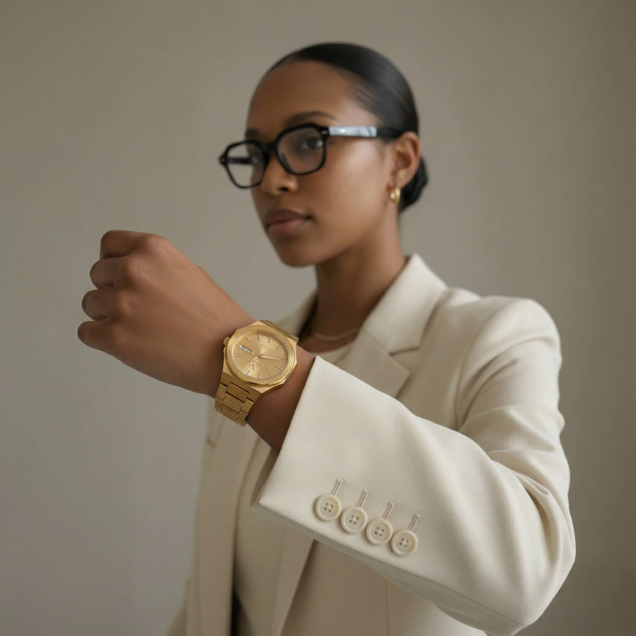 Ascend Aurel Automatic 36MM Link Watch In Brushed Champagne Gold