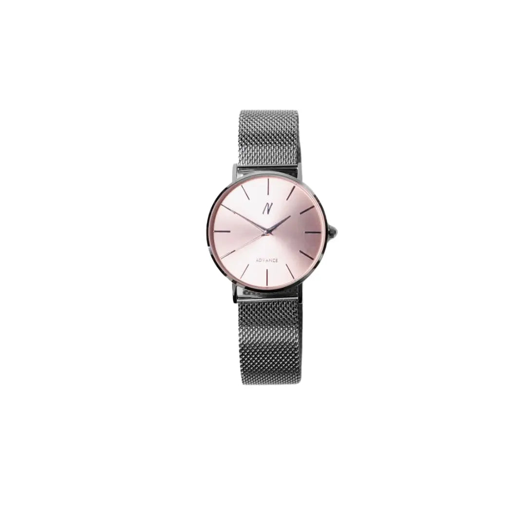 Advance Blush 36MM Womens Mesh Watch In Silver/Pink 