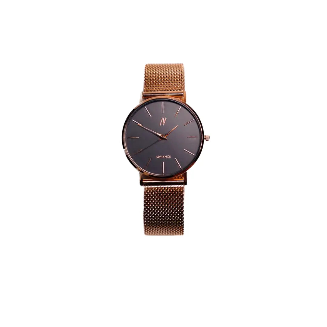 Advance CRWN 36MM Unisex Watch In Rose Gold/Black 