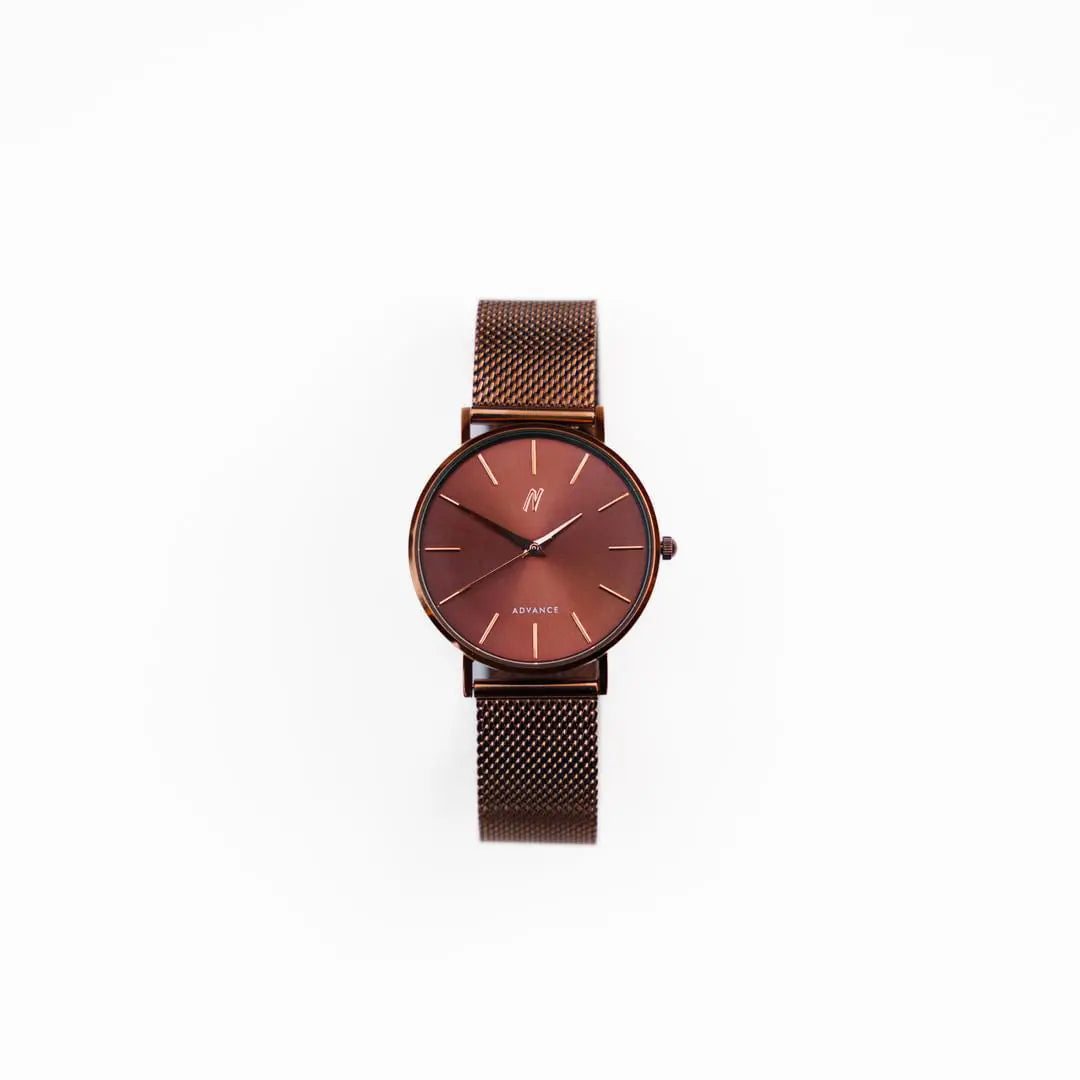 Advance Cocoa 36MM Unisex Watch In Brown/ Rose Gold 