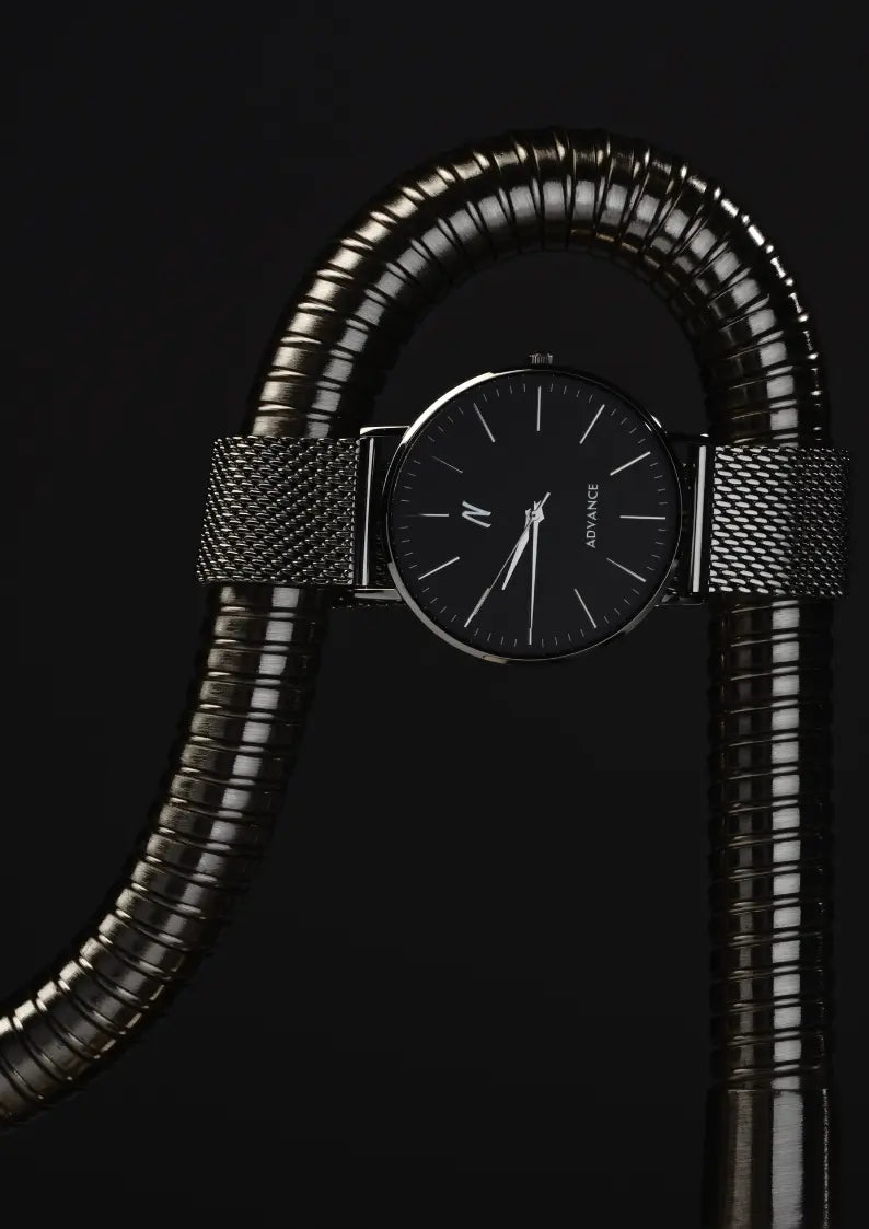 Advance Night Cap 40MM Unisex Watch In Silver/Black NCMPRBL