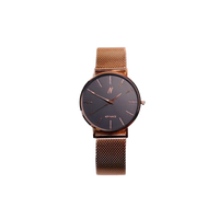 Thumbnail for Advance CRWN 36MM Unisex Mesh Watch In Rose Gold/Black - NCMPRBL