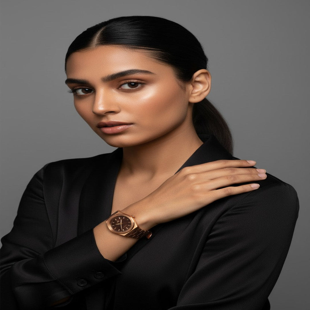 Elevate Link Mocha Swiss Movement Watch, 42mm