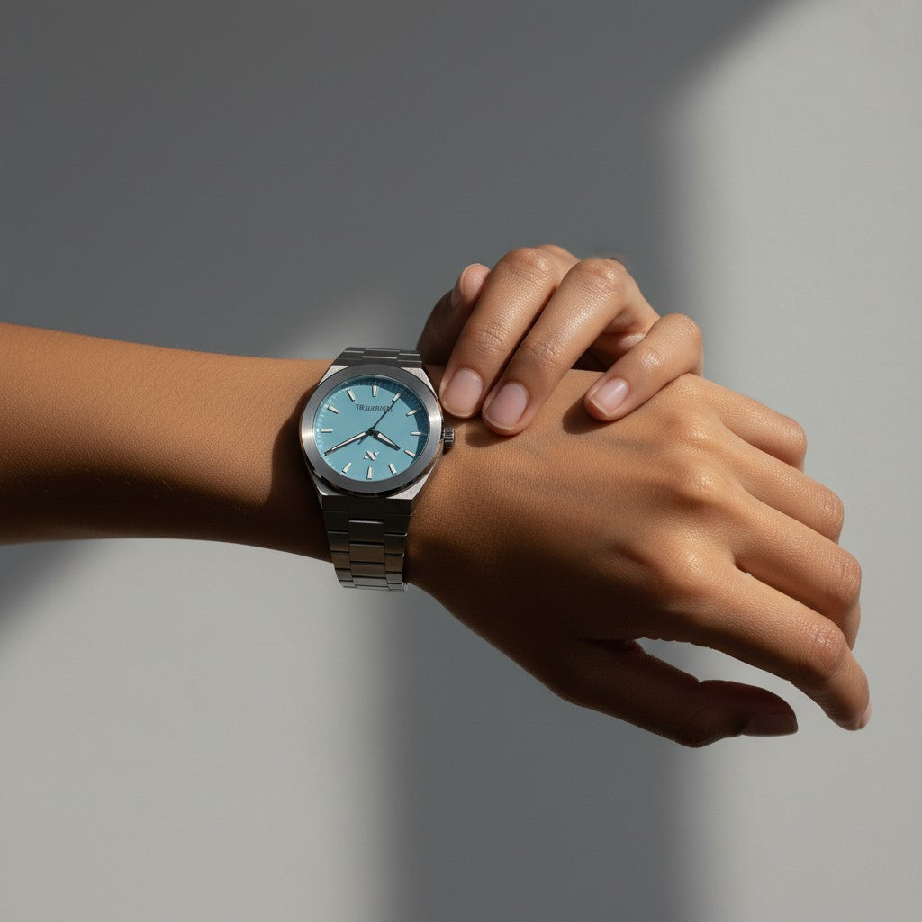 Elevate Link Denim Blue Swiss Movement Watch, 42MM