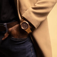 Thumbnail for Elevate Link Mocha 42MM Mens Watch In Rose Gold/Brown 