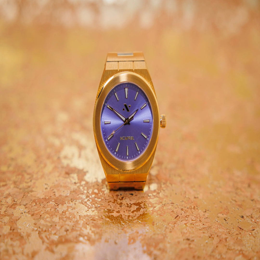 Elevate Link Peri 42MM Unisex Watch In Yellow Gold/Purple 