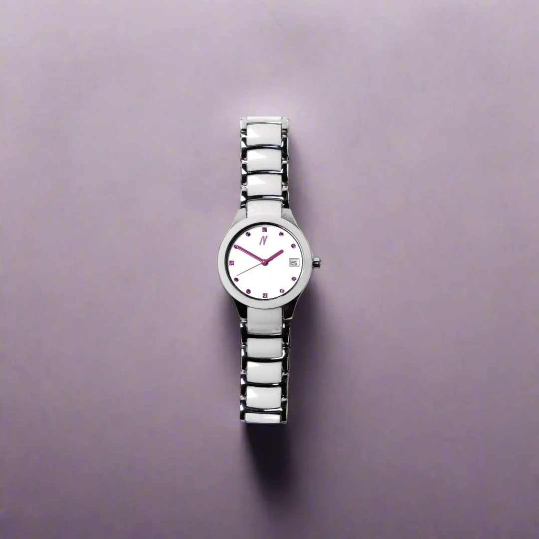 Petite Link Purple Reign 34MM Womens Ceramic Watch In White/Purple 