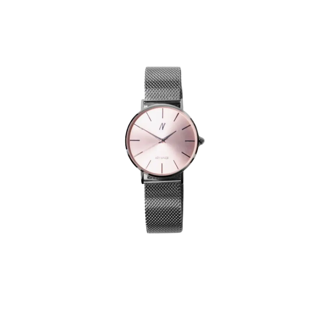 Advance Blush 36MM Womens Mesh Watch In Silver/Pink - NCMPRBL