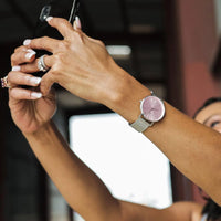 Thumbnail for Advance Blush 36MM Womens Mesh Watch In Silver/Pink - NCMPRBL