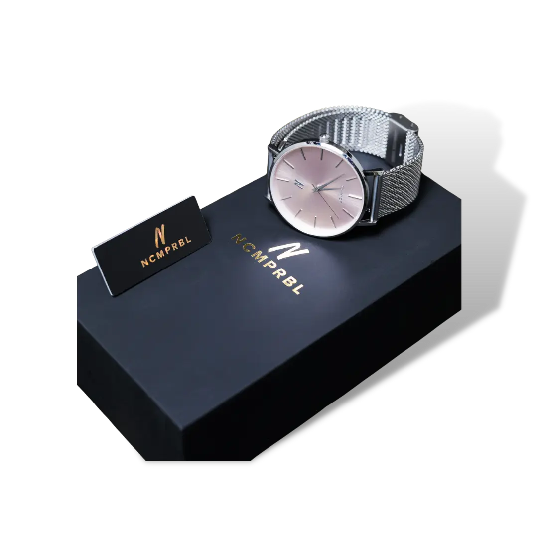 Advance Blush 36MM Womens Mesh Watch In Silver/Pink - NCMPRBL