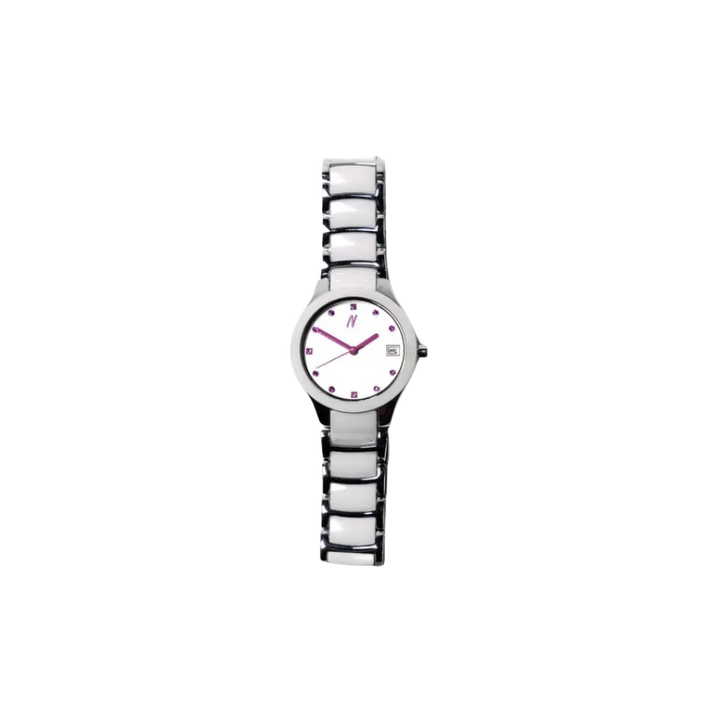 Petite Link Purple Reign 34MM Womens Ceramic Watch In White/Purple - NCMPRBL