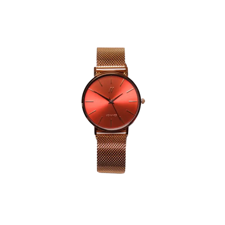 003 RG.RD 36MM Unisex Mesh Watch in Rose Gold and Red003 RG.RD 36MM Unisex Mesh Watch in Rose Gold and Red