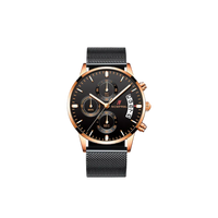 Thumbnail for Chrono Black Rose 43MM Mens Chronograph Watch In Black/Rose Gold - NCMPRBL