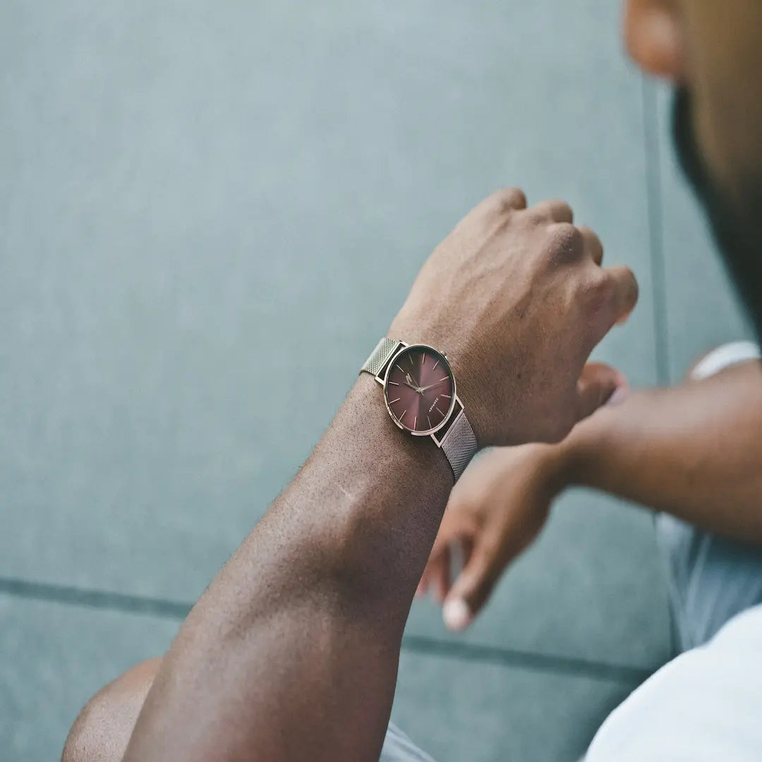 003 CHOC 36MM Unisex Mesh Watch In Brown/Rose Gold