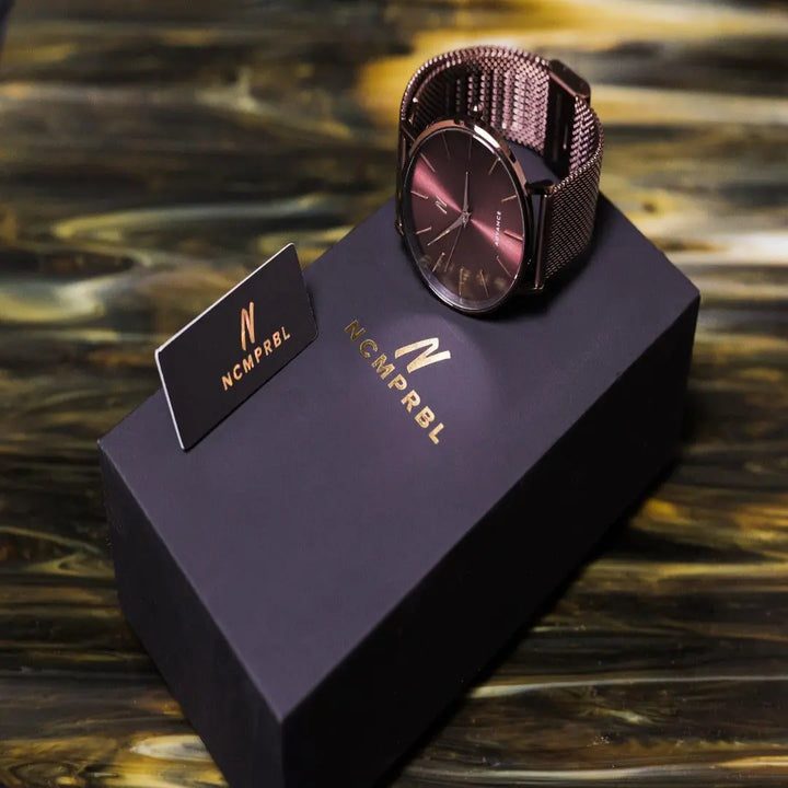 003 CHOC 36MM Unisex Mesh Watch In Brown/Rose Gold