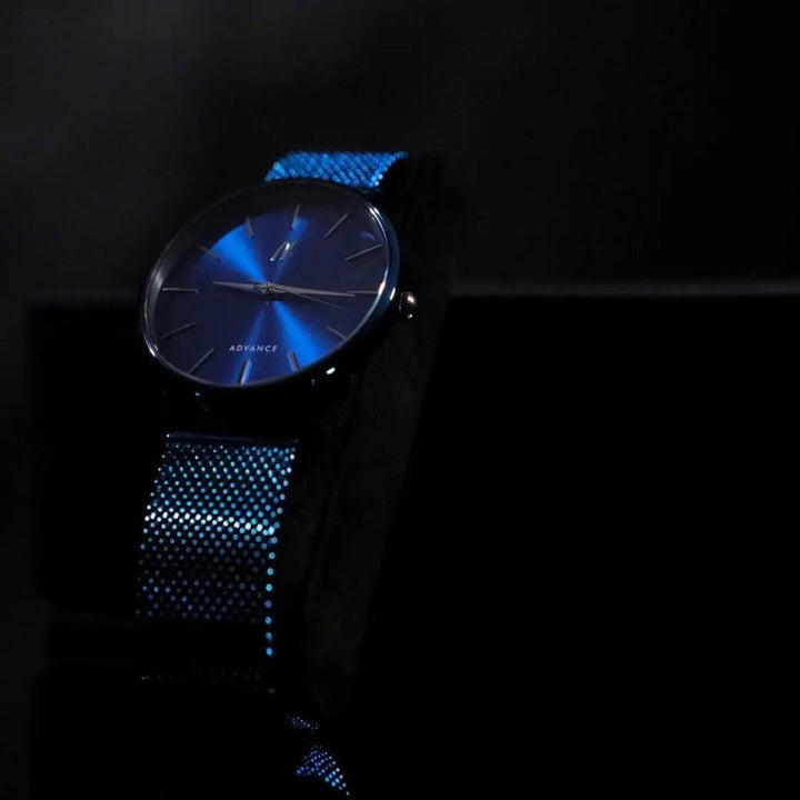 003 BL 36MM Unisex Mesh Watch In Midnight Blue/Silver