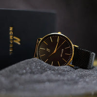 Thumbnail for Advance King 40MM Mens Mesh Watch In Black/Yellow Gold - NCMPRBL