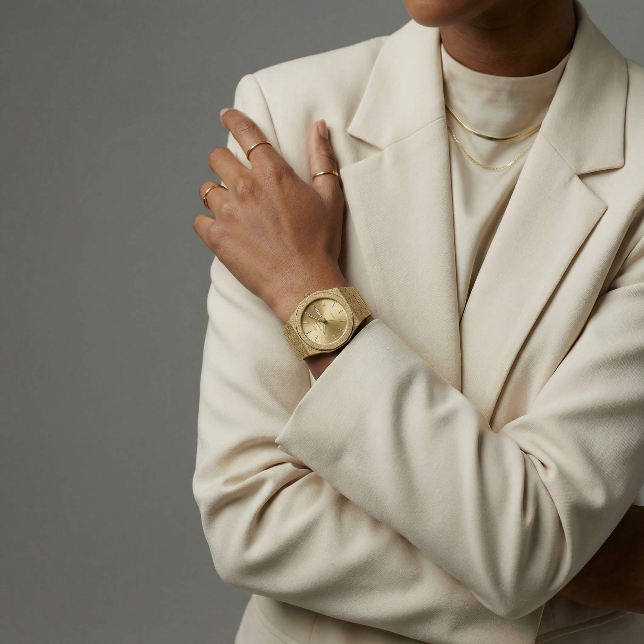 Ascend Aurelian 40MM Automatic Link Watch In Frosted Champagne Gold