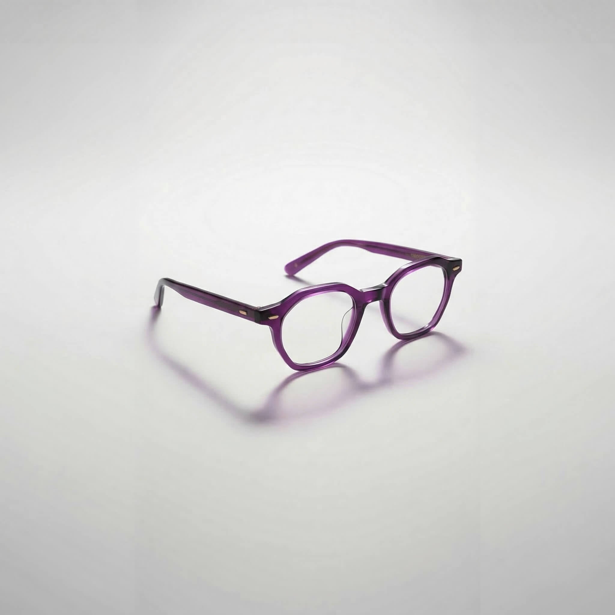 haze 46mm Purple eyeglasses on a light gray background