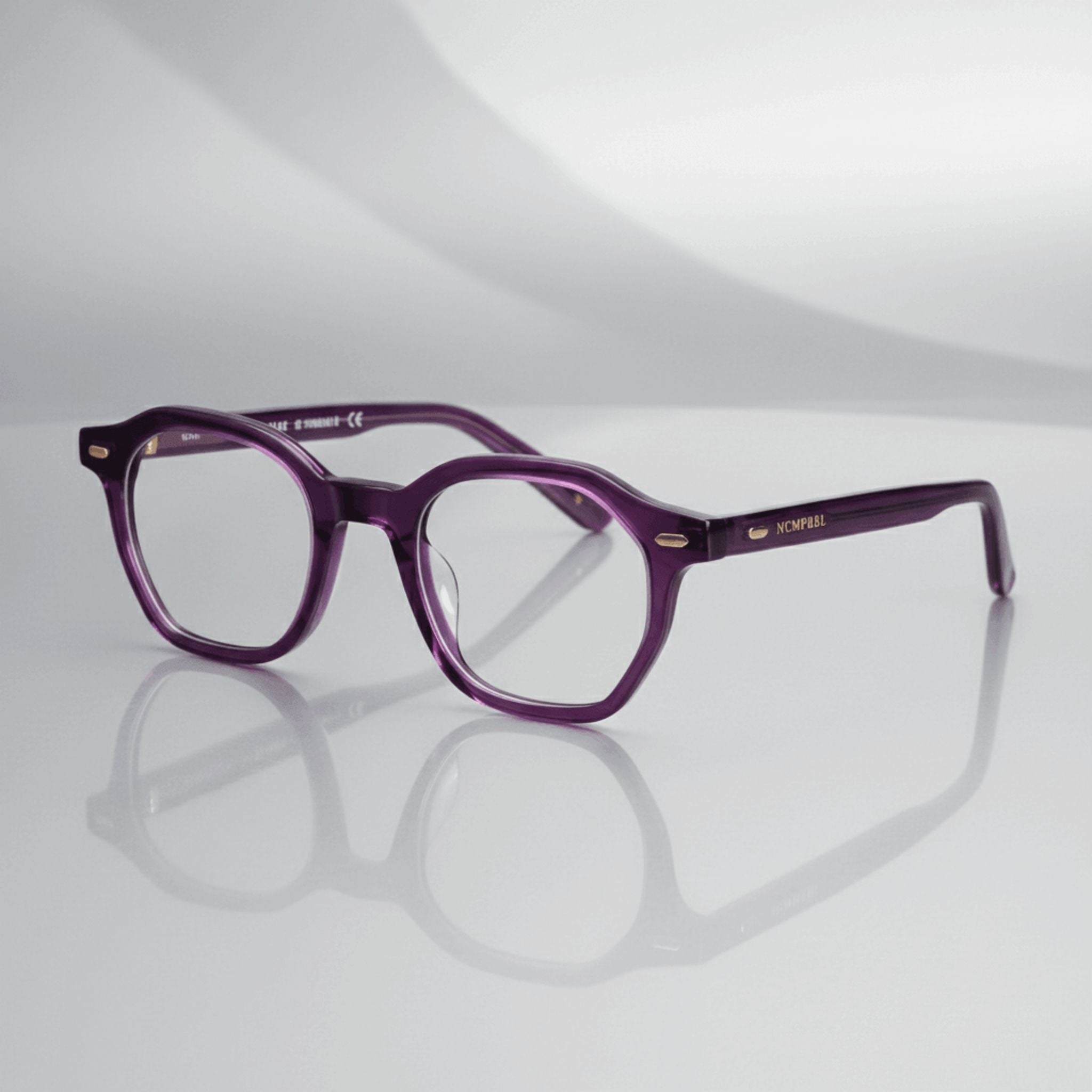 NCMPRBL Haze 46mm Geometric Eyeglasses, Smoked Violet