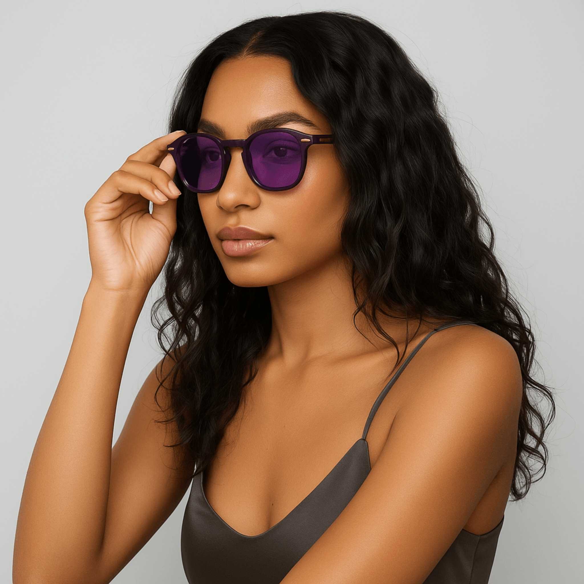 NCMPRBL Haze 46mm Geometric Eyeglasses, Smoked Violet