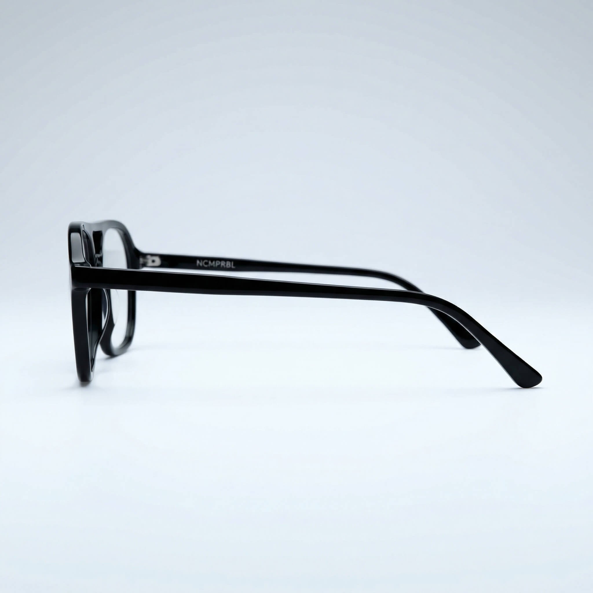 Pure Onyx Flat Top 53mm Eyeglasses In Obsidian Black