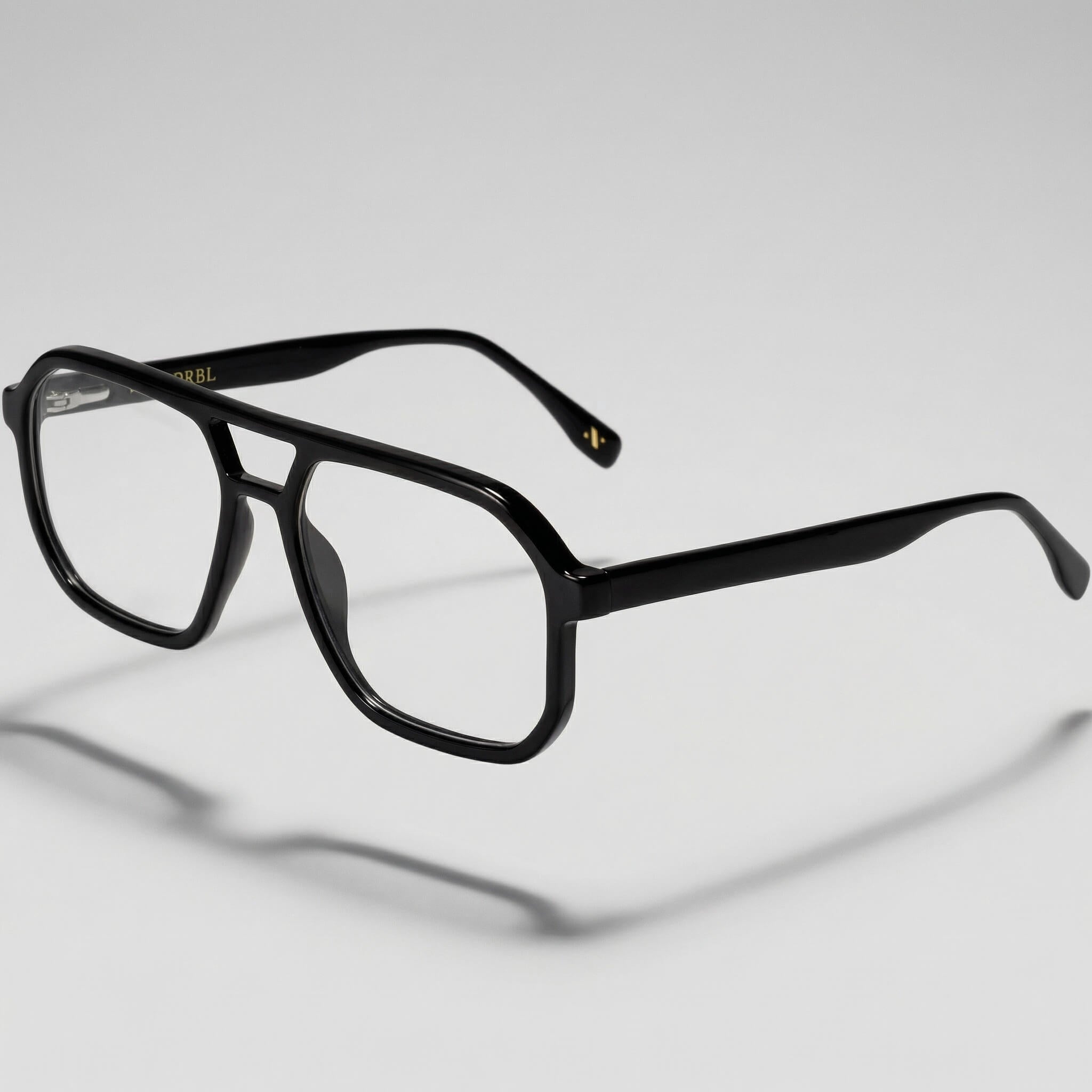 Pure Onyx Flat Top 53mm Eyeglasses In Obsidian Black