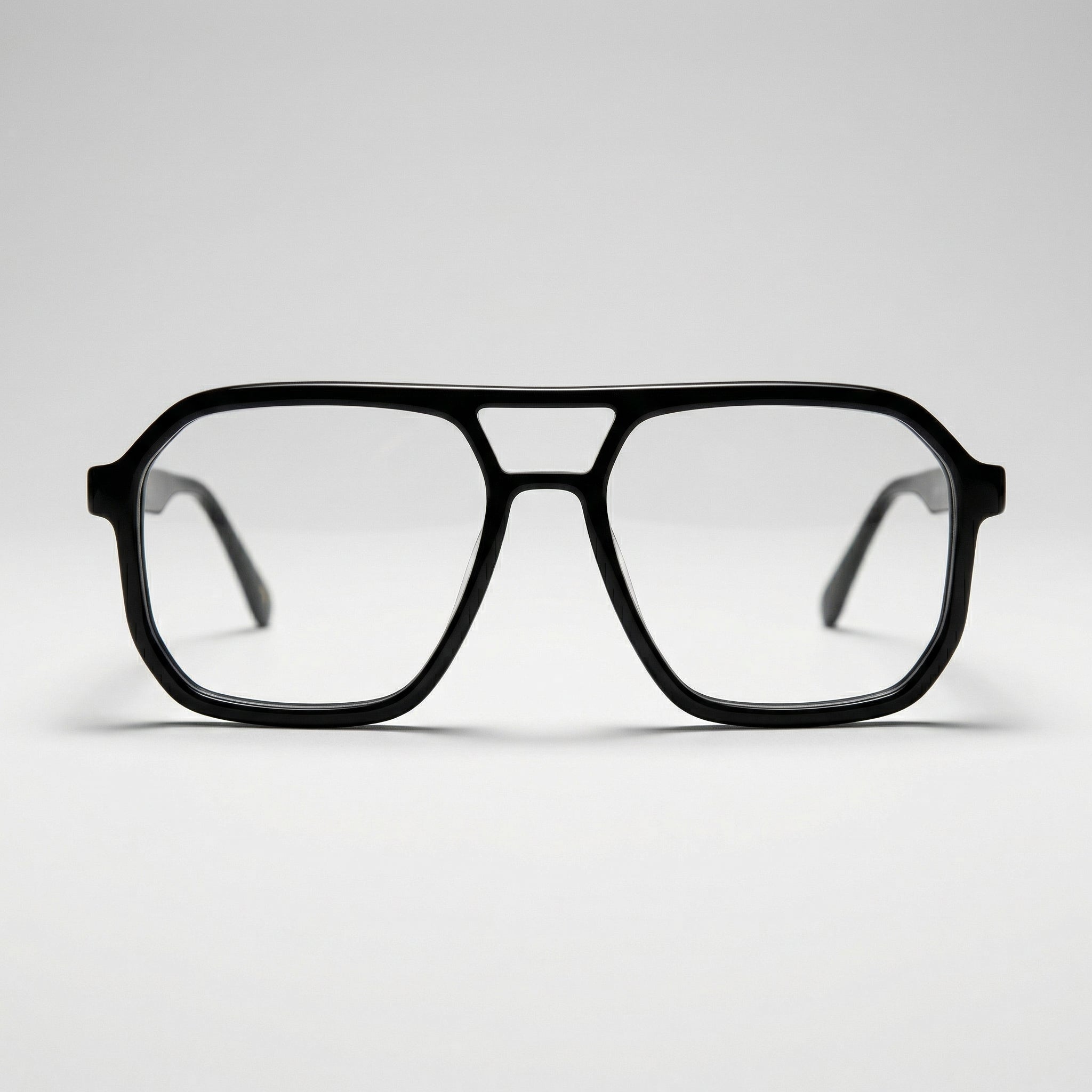 Pure Onyx Flat Top 53mm Eyeglasses In Obsidian Black