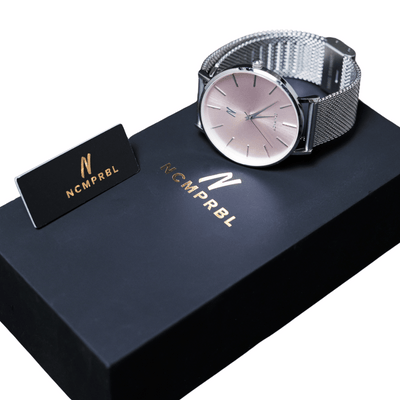 advance blush 36mm womens mesh watch in silver/pink