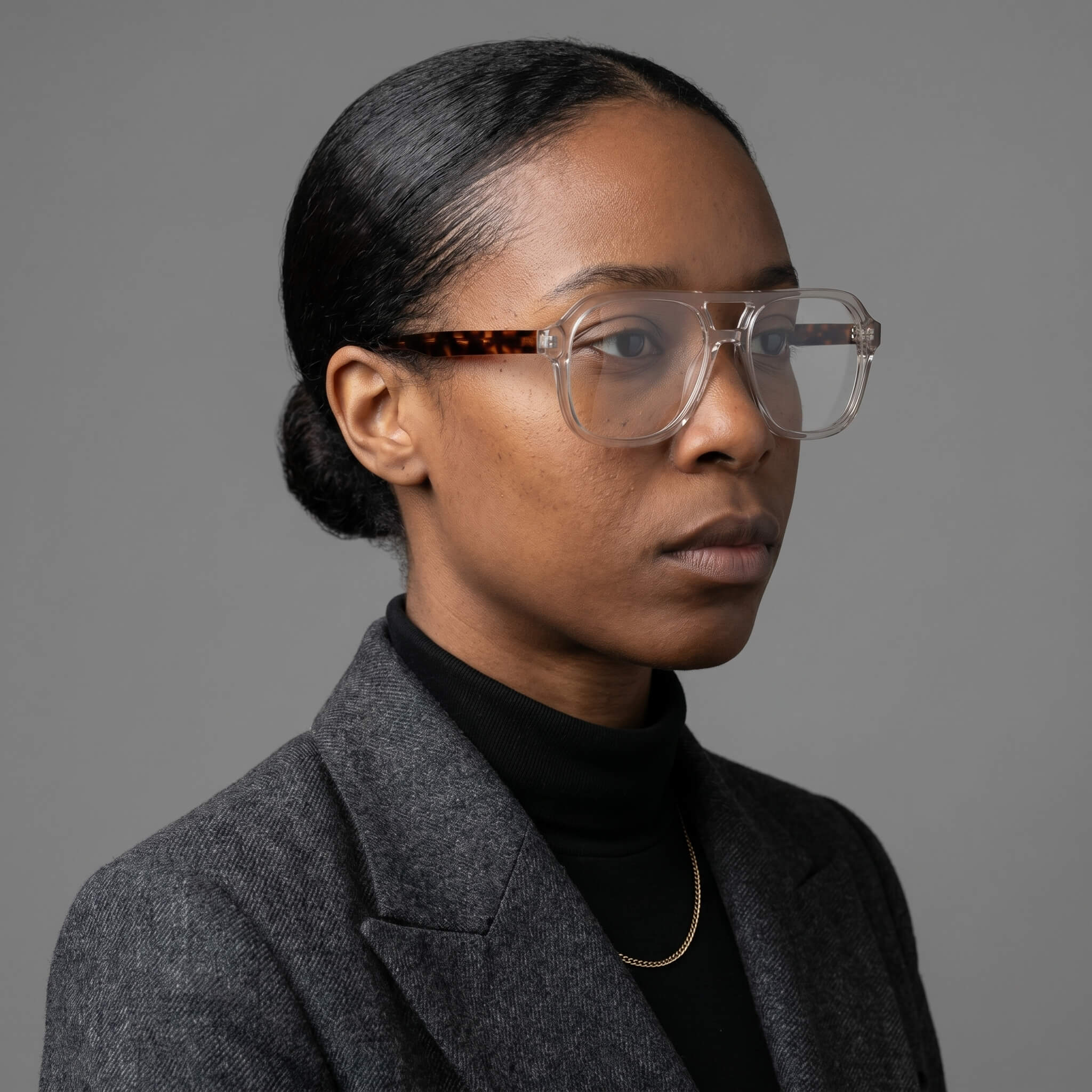 AXIS 03 Smoke Oak Flat Top 53MM Eyeglasses - Champagne & Walnut