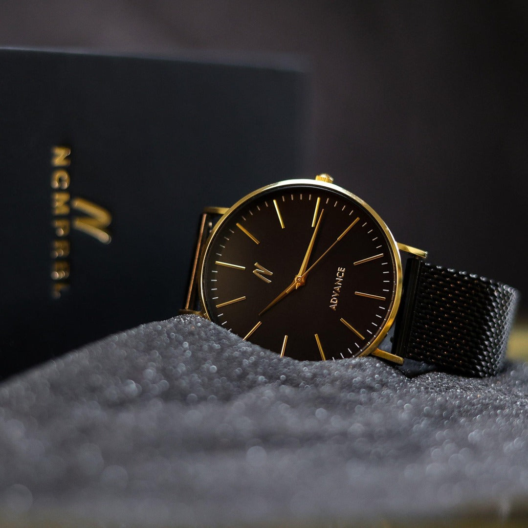 Advance King 40MM Black and Gold Watch 